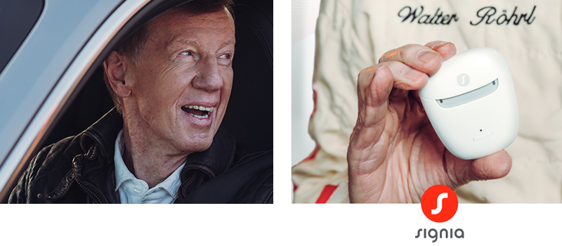 Walter Röhrl auf der Überholspur Walter Röhrl trägt Signia AX